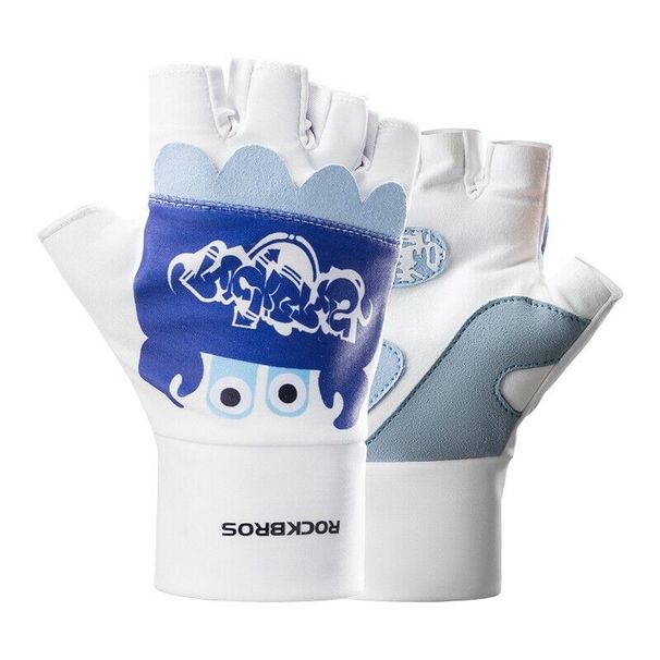 ROCKBROS Spring - Autumn Children's Half - Finger Gloves, Breathable Cycling Gloves_desvips.com
