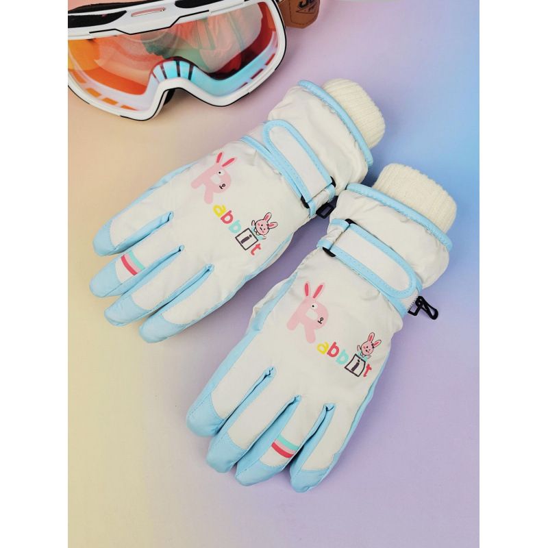Children's Gloves Ski Waterproof Fleece Lined Thickened Outdoor Cycling Sports Cartoon Cute Girls Winter Snow Play_desvips.com