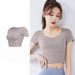 Short Yoga Top With Elastic Band & Chest Pad, Compressive, Buttery-soft, Short-sleeve_desvips.com