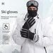 Ski Gloves New Outdoor Ski Gloves Men's Split Finger Cycling Water Proof Plush Thickened Comfortable Enlarged Windproof Gloves_desvips.com