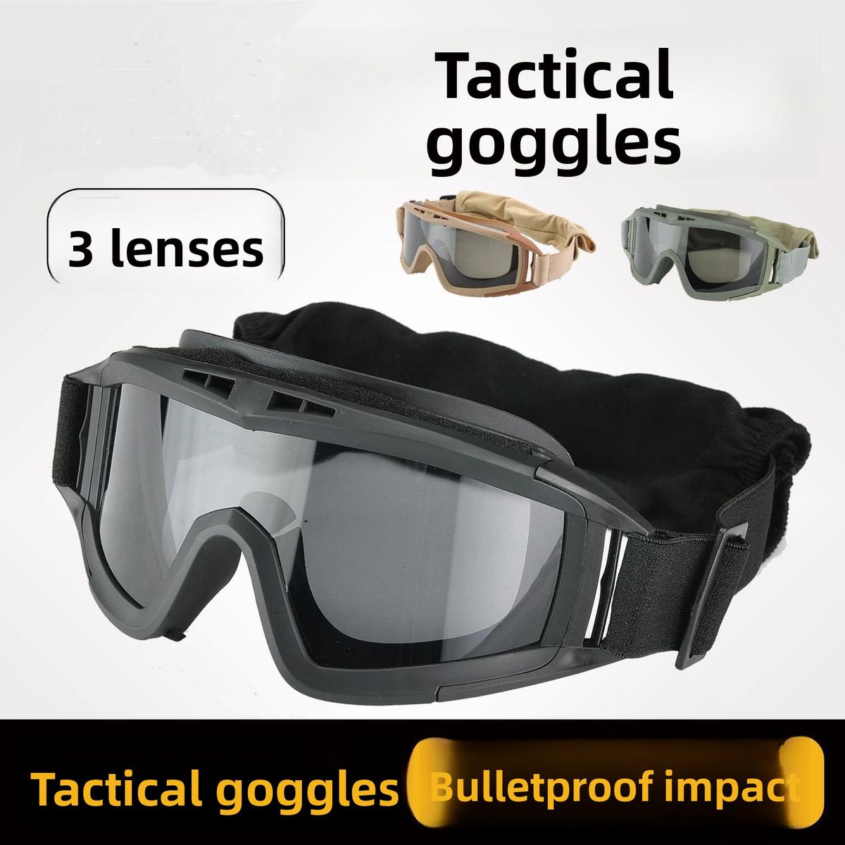 Outdoor Desert Tactical CS Glasses Protective Anti-fog Anti-drop Gear Windshield Goggles Windproof Sandproof_desvips.com