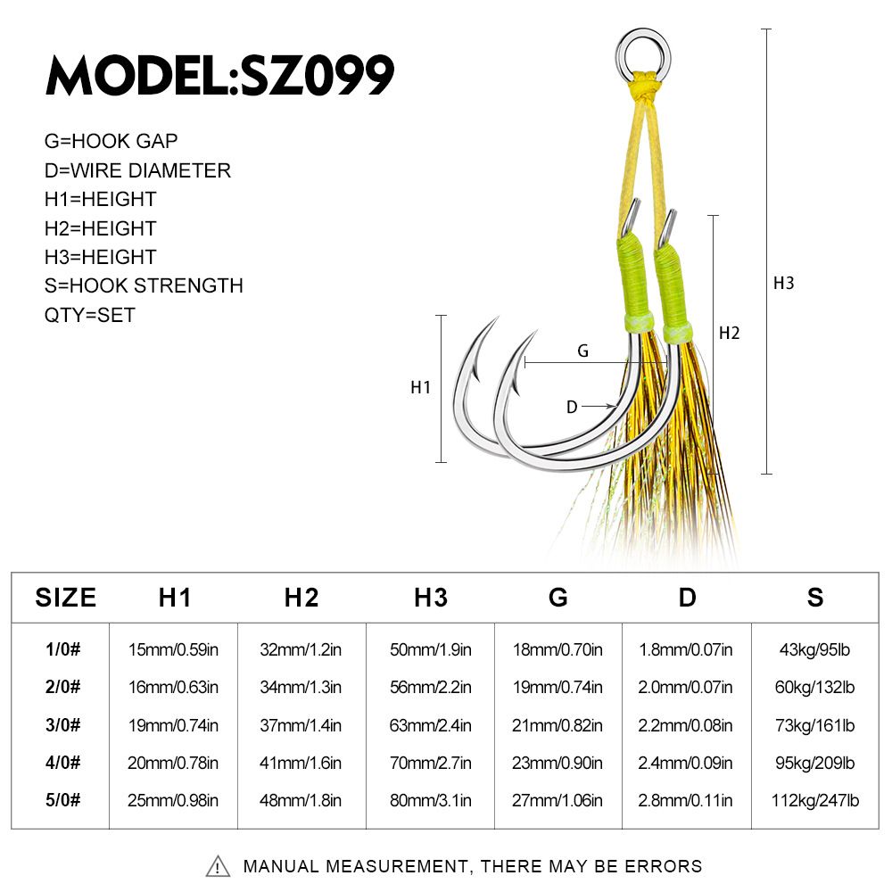Double Deep Sea Boat Marushi Bluefish Slow Jigging Iron Plate Tied Hair Hook Fishing Gear Accessories 2 Pairs/Pack_desvips.com
