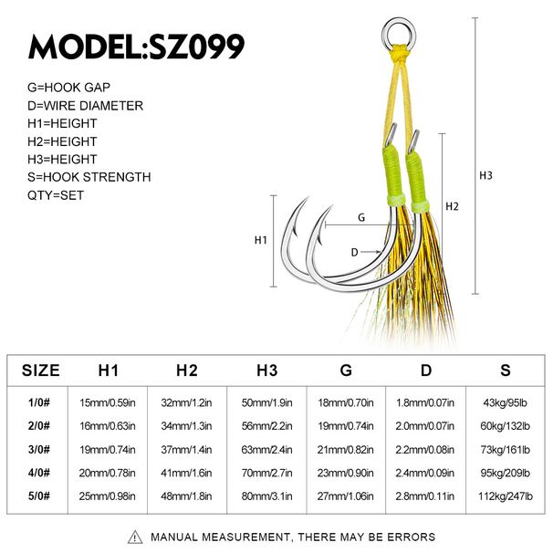 Double Deep Sea Boat Marushi Bluefish Slow Jigging Iron Plate Tied Hair Hook Fishing Gear Accessories 2 Pairs/Pack_desvips.com