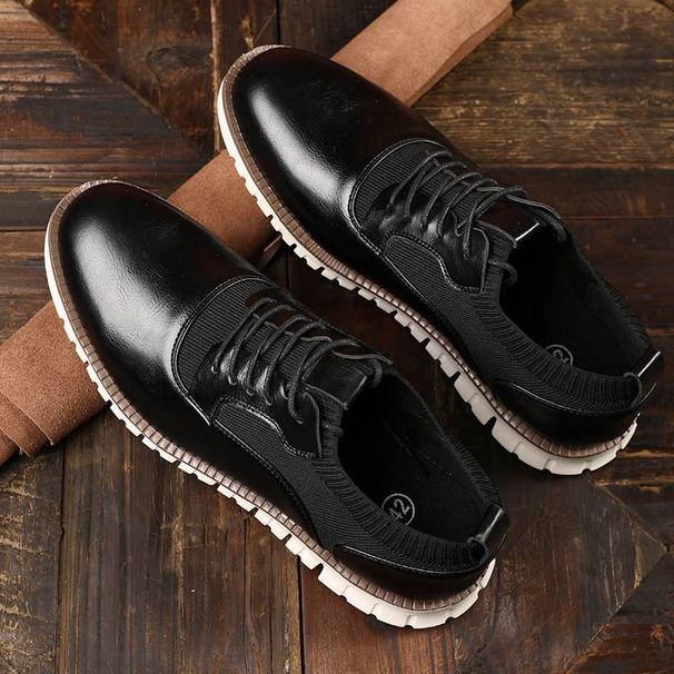 Men's Flying Woven Spring And Summer Casual Lightweight Eva Soles PU Splicing Comfortable Leather Shoes For Men_desvips.com