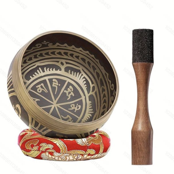 Nepal Singing Bowl Handmade Bowl Hand-Hammered Tibetan Singing Bowl Set - Stress Relief, Chakra Balancing & Meditation Tool_desvips.com
