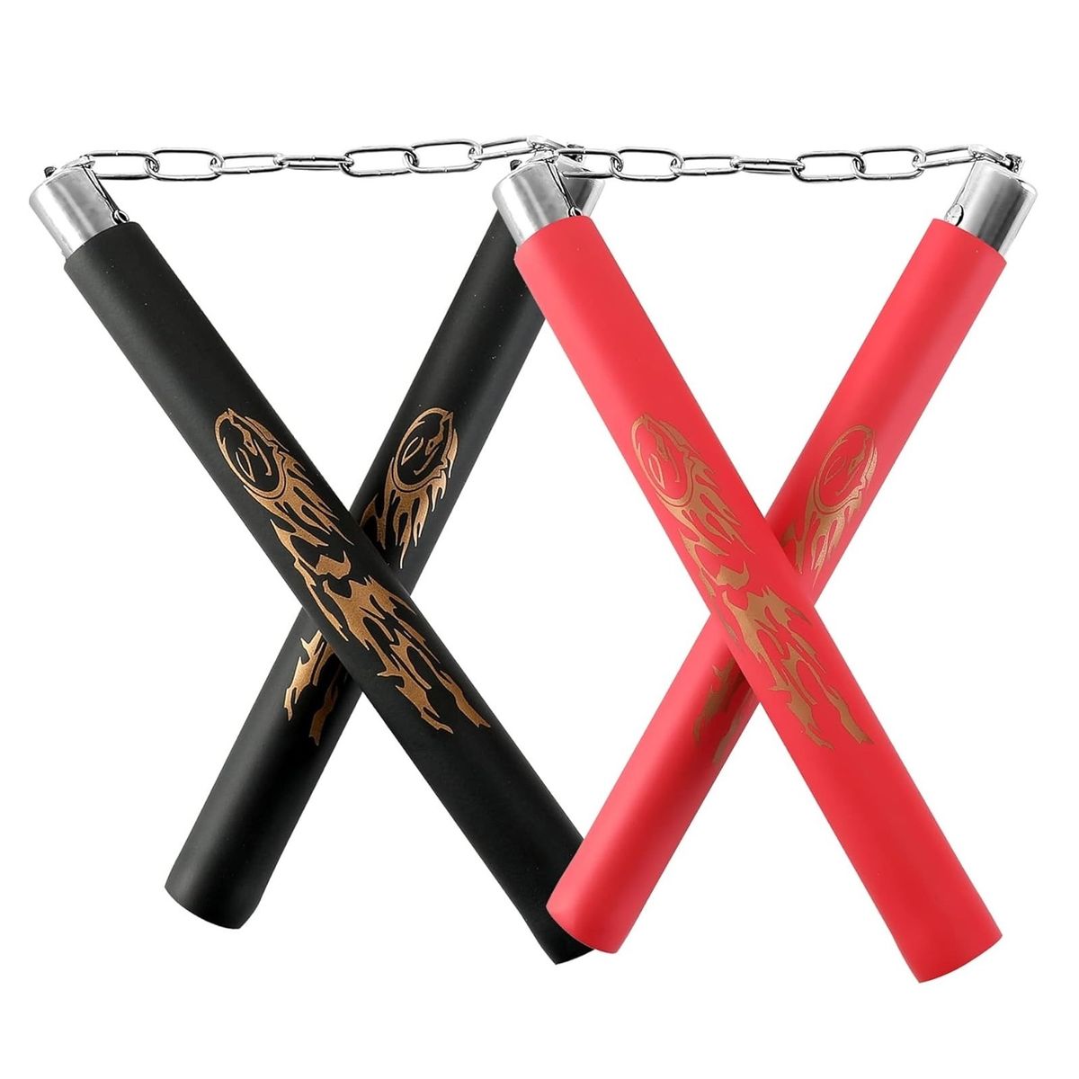 Nunchuck, 2 Pairs Safe Foam Rubber Training Nunchucks/Nunchakus With Steel Chain For Kids & Beginners Practice And Training_desvips.com