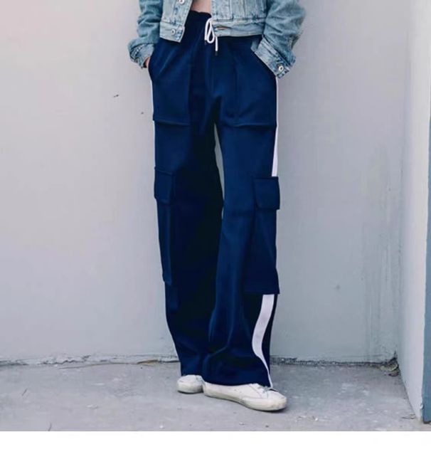 2024 Spring/Summer Unisex Large Pocket Cargo Pants, Straight Casual High Street Trousers, Mid-to-Large Children's Sports_desvips.com
