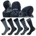 5 Pairs Large Fashion Business High Quality Stripe Black Gray Pure Men Cotton Sports Socks Size EU41-48_desvips.com