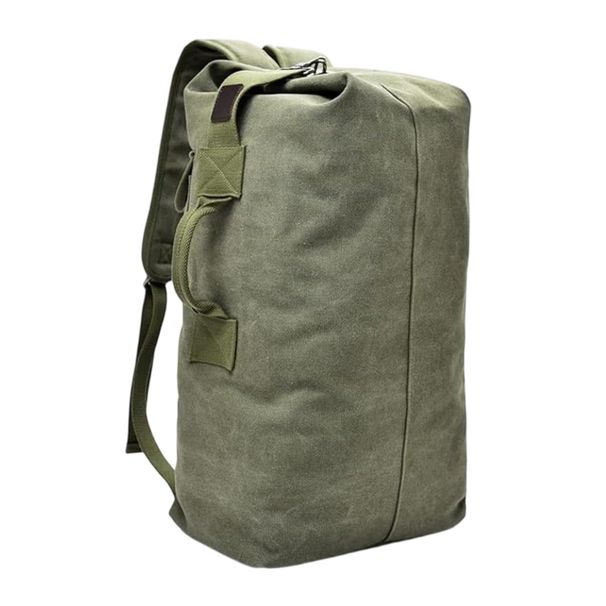 Canvas Climbing Large Capacity Daypack Top Load Duffel Bag With Adjustable Strap For Men And Women Outdoor Commuter_desvips.com