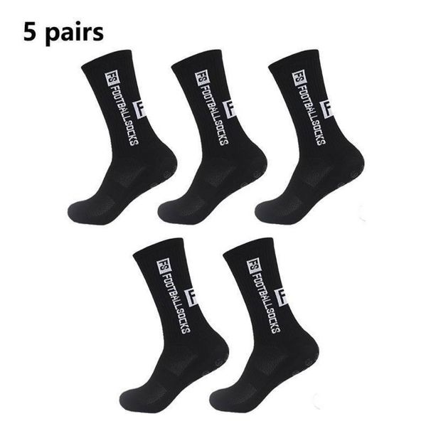 5pairs/Set Thickened Football Socks FS Style Anti-slip Towel Bottom Glue Dots Design Sports Crew Ankle High Tube Socks_desvips.com