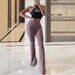 European And American Cross-Border New Casual Long High Waist Wide Leg Solid Color Flared Sports Yoga Pants For_desvips.com