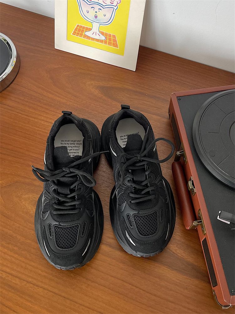 Jinmi black dad shoes for women 2024 summer new all match thick soled casual sports white shoes for women autumn and winter_desvips.com