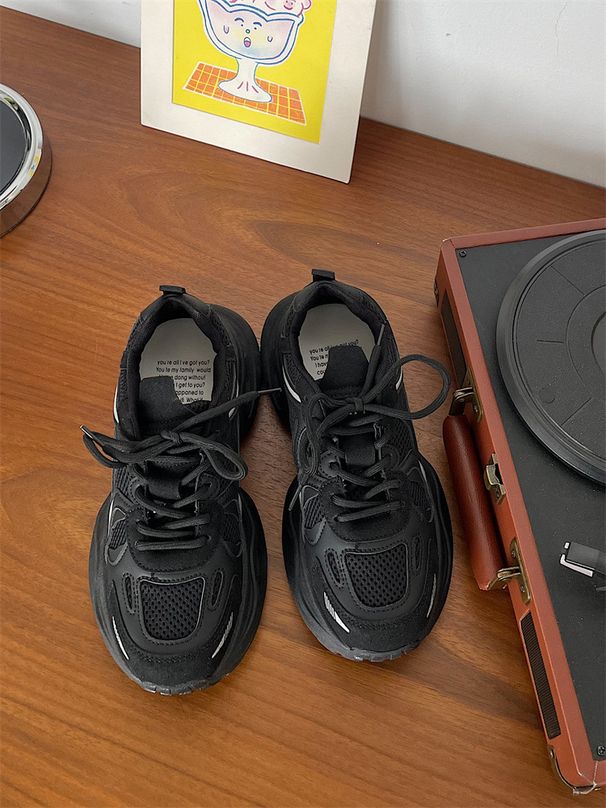 Jinmi black dad shoes for women 2024 summer new all match thick soled casual sports white shoes for women autumn and winter_desvips.com