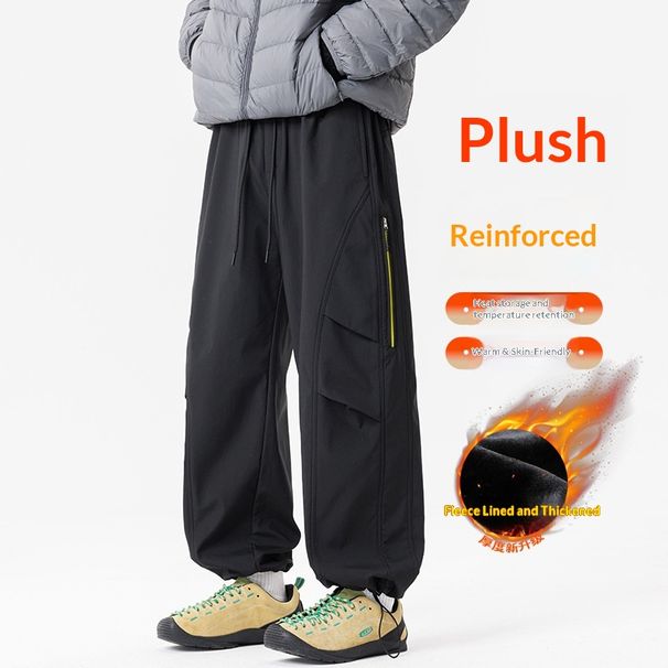 001 2025 Winter Functional Softshell For Men And Women Outdoor Sports Casual Windproof Waterproof Straight Long Hiking Pants_desvips.com