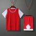 Children's Short Sleeve Fake Two-Piece Plain Set Primary Secondary School Students Jersey Training Competition_desvips.com