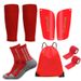 5 Piece Set Grey Sole Sports Socks Mid Calf Soccer Socks Anti Slip Dotted Adhesive Sock Covers Shin Guards Bandages Drawstring Bag_desvips.com