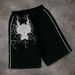 2025 High Street Trend Loose Shorts Sports Versatile Casual Sweatpants Summer Line Art Dragon Head Embroidery Men's_desvips.com
