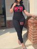Women's Clothing standard code fat woman spring and summer women's printing personality leisure two piece suit_desvips.com
