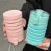 Simple Foldable Water For Girls Summer Student Portable Anti-drop Travel Outdoor Camping Retractable Silicone Cup_desvips.com