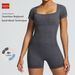 Seamless Wide round Neck Bodysuit Sand Washed European American Style High Elasticity Tight Fit Sexy One Piece Fitness Yoga Wear_desvips.com