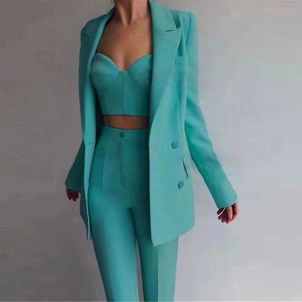 Women's clothing new high quality casual temperament commuting fashion professional women's suit plus bra pants suit_desvips.com