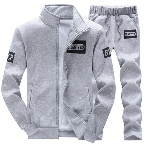 Spring Autumn 2026 Fashion Tracksuits Youth/Men Stand Collar Zipper Sweatshirts + Elastic Waist Lace-Up Sweatpants Two-Piece Casual Sport Suits M-4XL_desvips.com