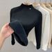 Women's Fleece-Lined High-Neck Knit Sweater - Soft Warm Winter Turtleneck Pullover, Slim Fit Thermal Top For Casual & Office Wear_desvips.com