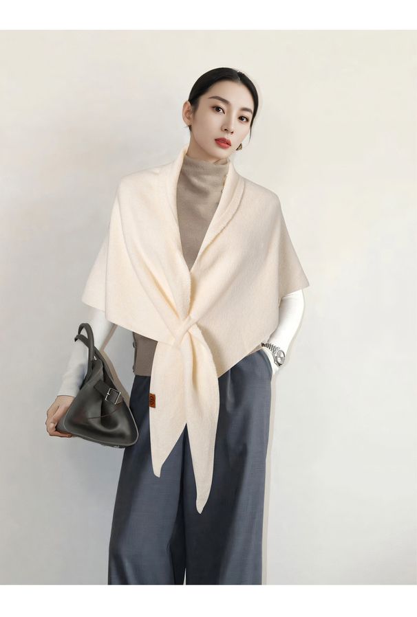 Lazy Going Out On The Street, Including Wool Triangle Scarf, Women's Autumn And Winter Neck Guards, Warm Neck Scarves, Solid Color Shawls_desvips.com