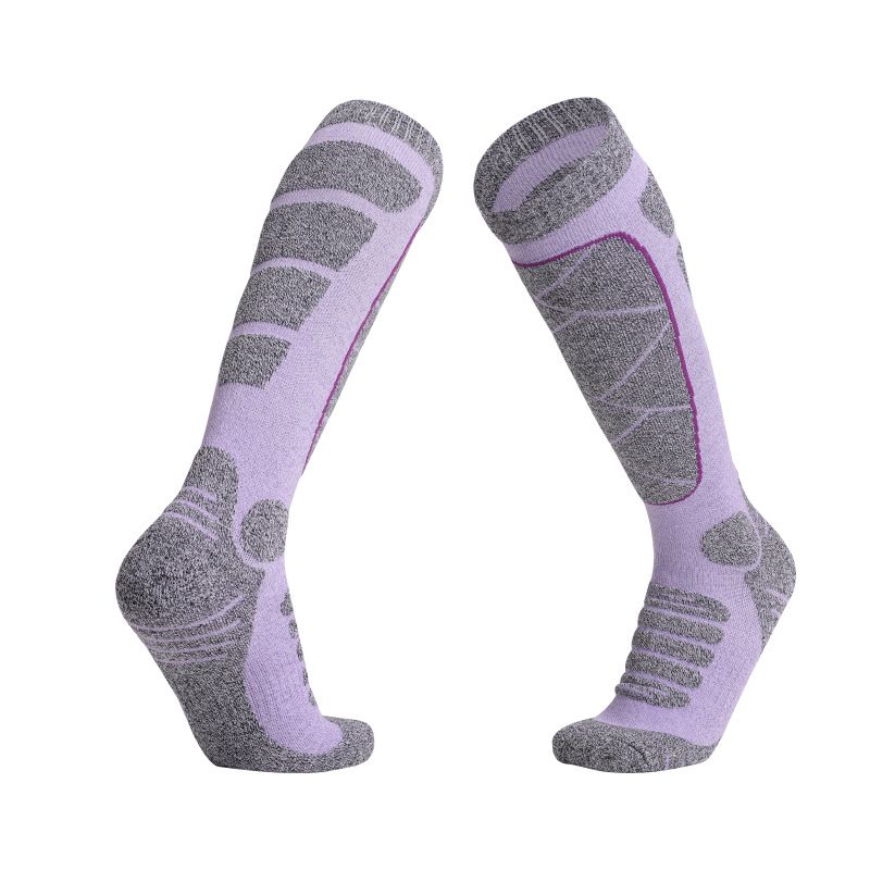 Two Pairs Winter Long Tube Women's Ski Socks Sports Thickened Mountaineering Socks Towel Bottom Long Tube Sweat Absorbing Warm Socks_desvips.com