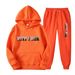New Letter Casual Print Men's And Women's Sportswear Fleece Two-Piece Loose Hoodie Set_desvips.com