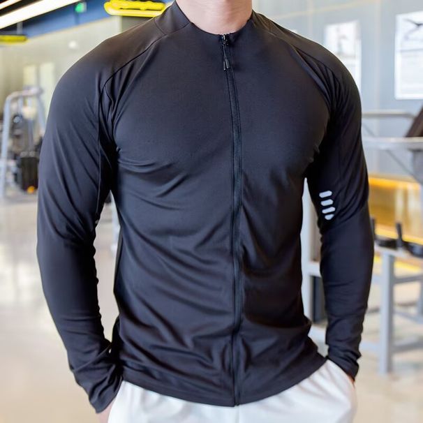 Men's Running Sports Fitness Jacket, Cycling Long Sleeve Quick-drying Tights Running Training Suit_desvips.com