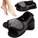 Hook And Loop Fastener Shoes Adjustable Slip-On Edema Footwear Breathable Wide Open Toe Sandals For Swollen Feet_desvips.com