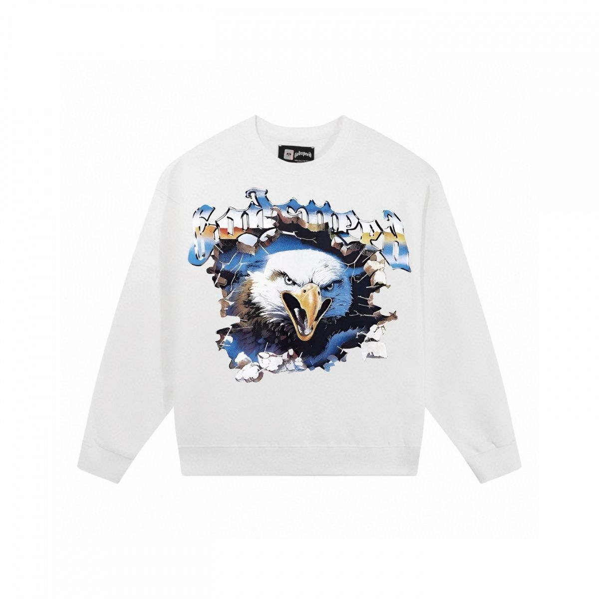 Brand Eagle Print Unisex Crew Neck Sweatshirt, Trendy Loose Fit, Long Sleeves_desvips.com