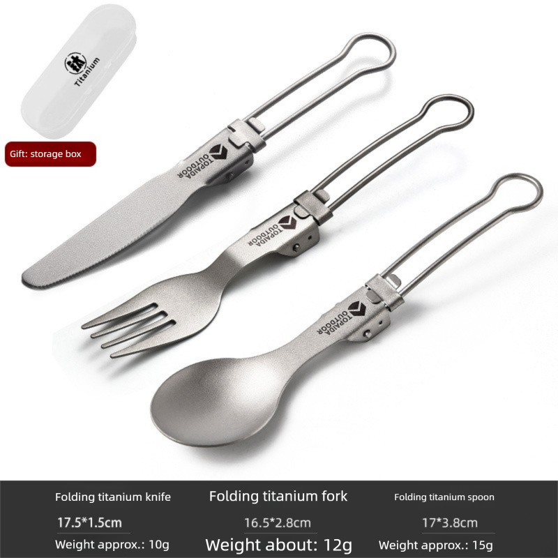 Pure Outdoor Portable Multifunctional Chopsticks Tableware Camping Folding Spoon Titanium Alloy Fork_desvips.com
