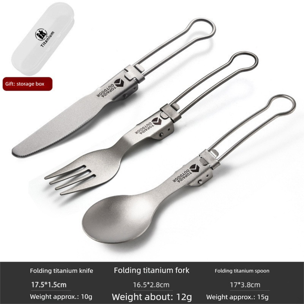 Pure Outdoor Portable Multifunctional Chopsticks Tableware Camping Folding Spoon Titanium Alloy Fork_desvips.com
