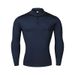 Stand Collar Open Chest Zipper Long Sleeve Tights Fitness Clothes Men's Autumn And Winter Running Fitness Quick Drying Clothes Bottoming Sports Tops_desvips.com