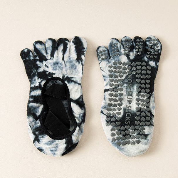 Lulu Yoa Non-Slip Tie-Dye Women's Professional Five-Toe Pilates Cotton Sports Indoor Toe Separator Socks_desvips.com
