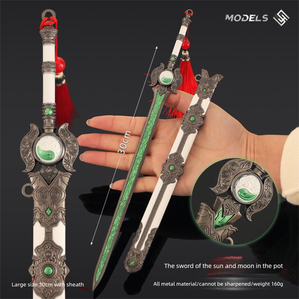 Naraka: Bladepoint Merchandise Large Pot With Sun And Moon Reflecting Light Long Sword Weapon Model Alloy Toy_desvips.com