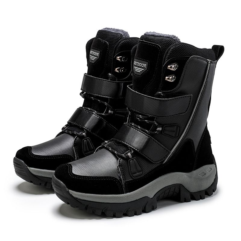 Ski Boots Cotton Shoes Casual Women's Snow Boots Velcro Mid Length Snow Boots Warm Thick Plush Shoes_desvips.com