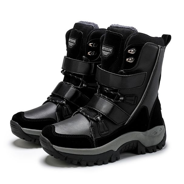 Ski Boots Cotton Shoes Casual Women's Snow Boots Velcro Mid Length Snow Boots Warm Thick Plush Shoes_desvips.com