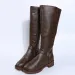 Retro Brown Knee High Large-sized Low Platform Long Autumn Pu Leather Zipper Womens Warm Boots 240911_desvips.com