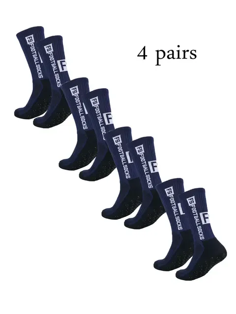 4 Pairs Of New FS Mid Tube Glued Football Socks For Sports Training And Competition, Non Slip And Breathable Socks_desvips.com