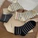 Men's Spring/Summer Thin Striped Sports Ankle Socks, Simple White Student Women's Fitness Yoga Cotton Socks_desvips.com