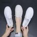 2021 Low Platform Women Female Pu Leather Walking Sneakers Loafers White Flat Slip On Casual Shoes_desvips.com
