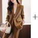 Women's Clothing Red simple fashion suit suit women's suit jacket high waist straight fashion_desvips.com