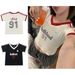 Badblood Korean Style Trendy Brand Letter Print Color Block Casual 91 Jersey Hot Girl V-Neck Sports Short Sleeve T-Shirt_desvips.com