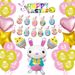 Happy Balloons Easter Chick Horizontal Stripes 12inch Bunny Ear Egg Balloon Set_desvips.com
