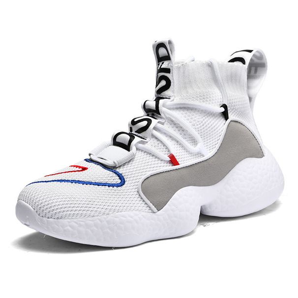 2026 Fashion Basketball Shoes Women/Men Elastic Woven Fabric High Top Lace-Up Breathable Shock Absorption Non-Slip Wear-Resistant Running Shoes 35-50_desvips.com