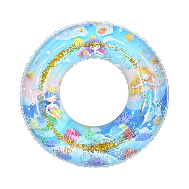 Mermaid Inflatable Pool Float - Thickened Eco-Friendly PVC Swim Ring With Glitter Scales (Non-Toxic Includes Repair Patch & Carry Bag)_desvips.com