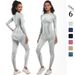 Seamless Knitted Tight High Elastic Long Ski Suit Sports Running Fitness Yoga Outfit Two-Piece Set For Women_desvips.com